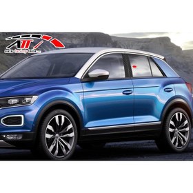 Resim KORAY EXCLUSİVE Volksvagen T-roc 2017-2022 Karbon Kapı Direği Kaplaması Cam Direği Şık Görünüm 8 Parça 