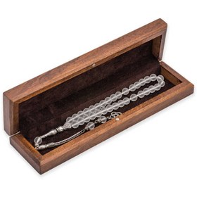 Resim asell store Gümüş Çiçek Desenli Ahşap Tesbih Kutusu 