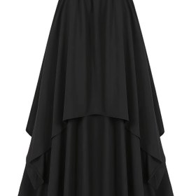 Resim 1 adet Vintage Esintili Siyah A Kesim Etek Çift Katmanlı Fırfır Etek Ucu ile - Orta Yüzyıl Dans Kostümü, Kadınlar için Viktorya Tarzı - Sahne, Performans veya Gotik Cadılar Bayramı için Mükemmel, Sahne Kostümü | Viktorya Stilinde Etek | Fırfır Detayları 