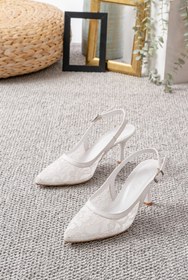 Resim Egepass ELİZA Özel Günler İçin Beyaz Dantel İnce Topuk Gelinlik Günlük Kullanım 