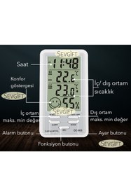 Resim Sevgift SC-303 Kablolu Alarmlı Sıcaklık ve Nem Ölçer 