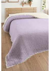 Resim 5 Katlı Dolgulu Müslin Yorgan 240x260 Cm- Battal Boy Yatak Örtüsü Lıla Lila 