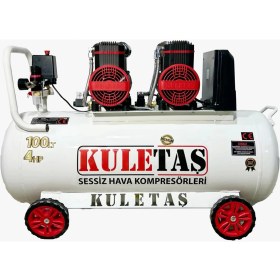 Resim Kuletaş 100 Litre 4 Hp Sessiz Premium Kafa Hava Kompresörü 2800 Rpm(Panolu) 