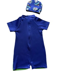 Resim Şekerkids Erkek Çocuk Lacivert Bone ve Gizli Fermuarlı Tulum Mayo 