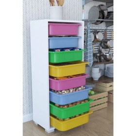 Resim The Violet 8 Sepetli Çok Amaçlı Dolap Sebzelik Mutfak Dolabı - Renkli 