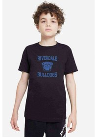 Resim Riverdale Riverdale Bulldogs Logo Baskılı Unisex Çocuk Siyah T-S 