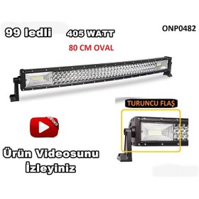 Resim Off Road Led Bar Turuncu Flaşlı Oval Kavisli 3Sıra 80 Cm 99 Led (490216421) 