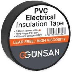 Resim 1 Adet Günsan Siyah İzole Bant 0.13x18mmx10m 