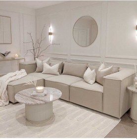 Resim Relax Soft Köşe Takımı 4 Modül Krem Kadife Babyface 03 Krem 