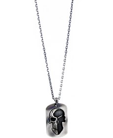 Resim Skull Tag Gümüş Erkek Kolye 