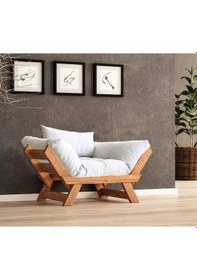 Resim Woodesk Adalar Masif Tik-kırık Beyaz Renk Berjer Cpt8151-140 Camel 