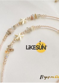 Resim LiKESUN El Yapımı Doğaltaşlı Cam ve Kristal Boncuklu Kadın Gözlük İpi Şık Kadın Gözlük Askısı Zinciri 
