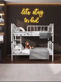 Resim ARGİMO Orkide Genç Çocuk Odası Metal Ranza Ve Karyola 90x190 Beyaz 