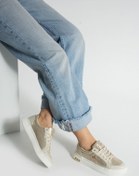 Resim Getcho Nesan Kadın Beyaz Altın Yıldız Detaylı Sneaker Yüksek Taban Spor Günlük Ayakkabı Modern Konfor 