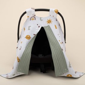 Resim Puset Örtüsü - Çift Taraflı - Koyu Yeşil Örgü - Galaksi ve Harfler 