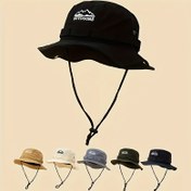 Resim Erkekler ve kadınlar için şık güneş şapkası, geniş kenarlı, bağcıklı, taşınabilir dört mevsim şapkası, katlanabilir ambalaj, giyip saklamak kolay, kamp ve seyahat için şapka, pil gerektirmez 