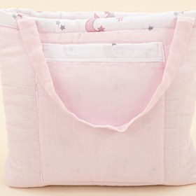 Resim Bebek Bakım Çantası - Bebe Pembe Muslin - Pembe Ay 
