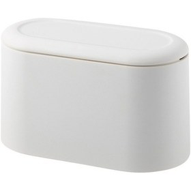 Resim Ranyeek Beyaz Yüzeyli Çift Katlı Masaüstü Çöp Kutusu, Basın Açılır Kapağı İle Japon Stili, İçindekilerini Düzenle, Modern Dekora Uyumlu 