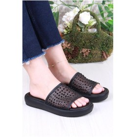 Resim Fort 35035 Diva Comfort Dantel Taş Detaylı Kadın Terlik Siyah 