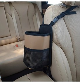 Resim Dashanshop Khaki Pupu Deri Koltuk Organizer Bardaklık Gözlük Ve Kart Saklama Çoğu Araca Uyumlu 