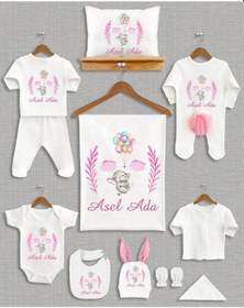 Resim Bebeqon Bbqn1150 Ponponlu İsme Özel 11'li Organik Hastane Çıkışı Beyaz 