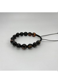 Resim Unisex Damla Kehribar Bileklik 8mm Makrome Siyah 