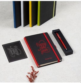 Resim Yılbaşı Hediyesi Kişiye Özel Premium Kırmızı Ajanda Kalem Hediye Seti 