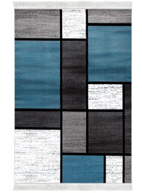 Resim Alanur Home Eko Trend Djt Yıkanabilir Kaymaz Taban 3 Lü Yatak Odası Takımı S5044 Geometrik Mavi 