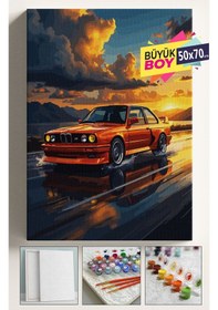 Resim Sayılarla Boyama Seti Numaralı Tuval Fırça Boya Dahil Kasnaklı Set 50x70 Cm - Turuncubmv 