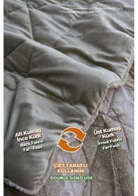 Resim Evlen Home Kürk Yorgan Çift Kişilik Kaff Dolgulu Peluş Yumuşak Kışlık Yatak Örtüsü 1 Parça Set 