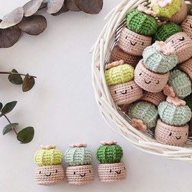 Resim Amigurumi Kaktüs - 3 Adet 