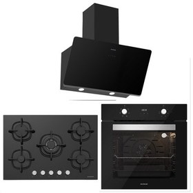 Resim Silverline BO6502B02 - CS5364B01 - 3457 Soho 60 Siyah Cam Ankastre Set 