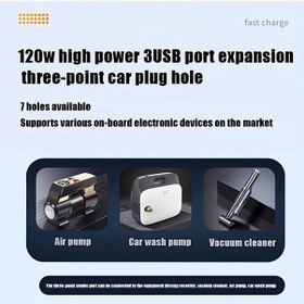 Resim Sunshine011 Siyah 120w 3 Çıkışlı Araç Şarj Aleti Voltaj Ekranlı 4 Usb Bağımsız Anahtarlı 12v 24v 