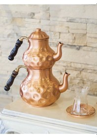 Resim Bakır Çaydanlık Gamzeli Model Mat Bakır Renk Bakır 