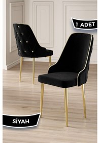 Resim Canisa Krax Serisi 1.sınıf Babyface Kumaş Yemek Odası Sandalyesi Gold Metal Ayak 1 Adet Siyah Sandalye Sandalye Siyah Ayaklar Gold 