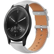 Resim Garmin Garminmove Sport İçin 20mm / Vivoactive5/3 Xdfind Düz Kafa Siyah Köpekbalığı İnce Tahıl Deri Saat Bandı Gri 