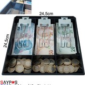 Resim Saypos PLS3 Plastik Para Çekmecesi İçi Düzenleyici 3 Banknot 3 Bozuk Para Gözlü 24.5x24.5x3.5 CM 