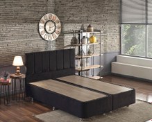 Resim Niron Yatak Ela Çift Kişilik Siyah Baza + Başlık 150 x 200 cm 