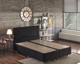 Resim Niron Yatak Ela Çift Kişilik Siyah Baza + Başlık 150 x 200 cm 