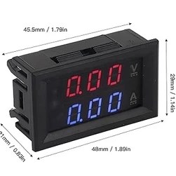 Resim CetKing Dual Voltmetre Ampermetre Volt Akım Ölçer Dc 0-100V 10A Kırmızı-Mavi, Voltmetre, Ampermetre 