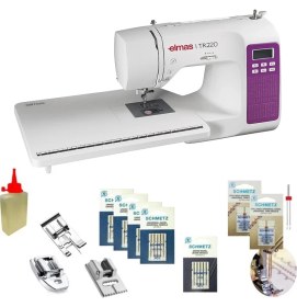 Resim Elmas TR220 Elektronik Dikiş Makinesi (Uzatma Tablalı) - Mor- Hediye Seti 