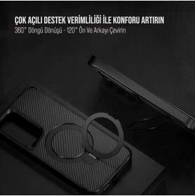 Resim Hype Store Karbon Fiber Materyal Stand Özellikli Lens Çerçeveli ve Sararmayan Güçlü Darbe Emici Premium Kılıf ( 