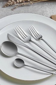 Resim Karaca Orion 30 Parça 6 Kişilik Platin Çatal Kaşık Bıçak Takımı 