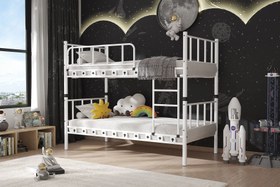 Resim Argimo Zambak Genç Çocuk Yatak Odası Metal Ranza ve Karyola - 90x200 / Beyaz 