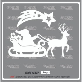 Resim Eyba Sticker Noel Baba Geyikler Yılbaşı Sticker Süs Cam Yapıştırma 
