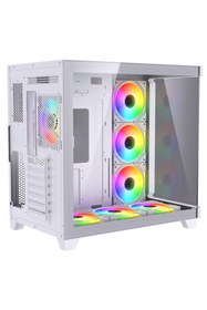 Resim F7-pro Argb Ön Panel Ve Kumandalı Fanlar Atx Gaming Beyaz Kasa 