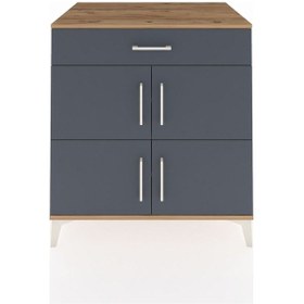 Resim Kronos Şifonyer 3 Raflı Tek Çekmeceli 4 Kapaklı 88x59x96 Çam-antrasit Atlas Çam 