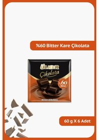 Resim Ülker %60 Kakao Bitter Kare Çikolata 6 x 60 G 