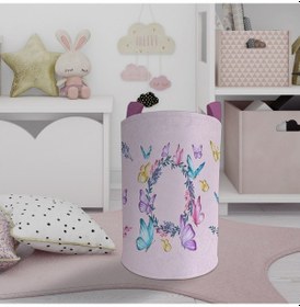 Resim Mekta Home Bebek Ve Çocuk Odası Seksek Ve Kelebek Desenli Pembe Oyuncak Sepeti Renkli Çok Renkli 