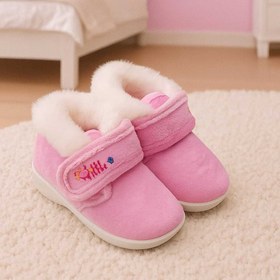 Resim Gezer Kız Bebek Çocuk Kışlık Pembe Cırtlı Okul Kreş Panduf Ayakkabı 